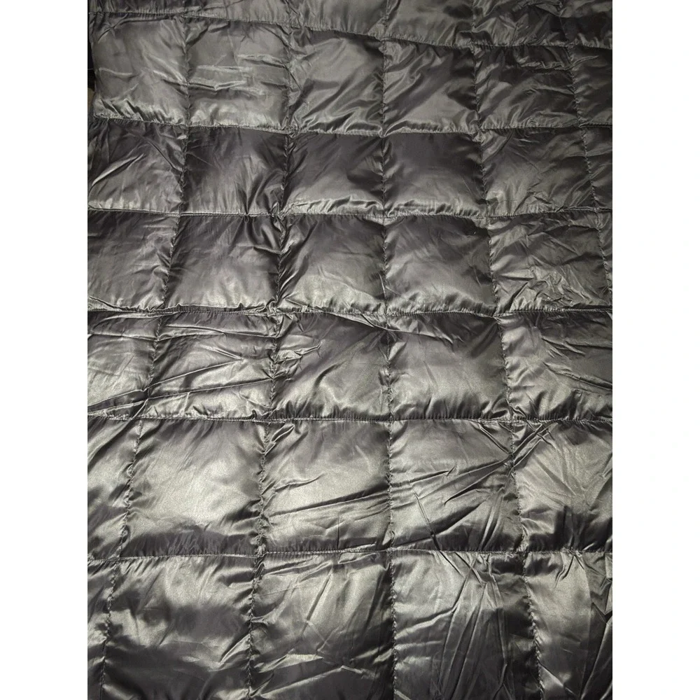 Blue Ridge Down Puffer Throw Blanket Metallic Silver Packable Quilted Camping